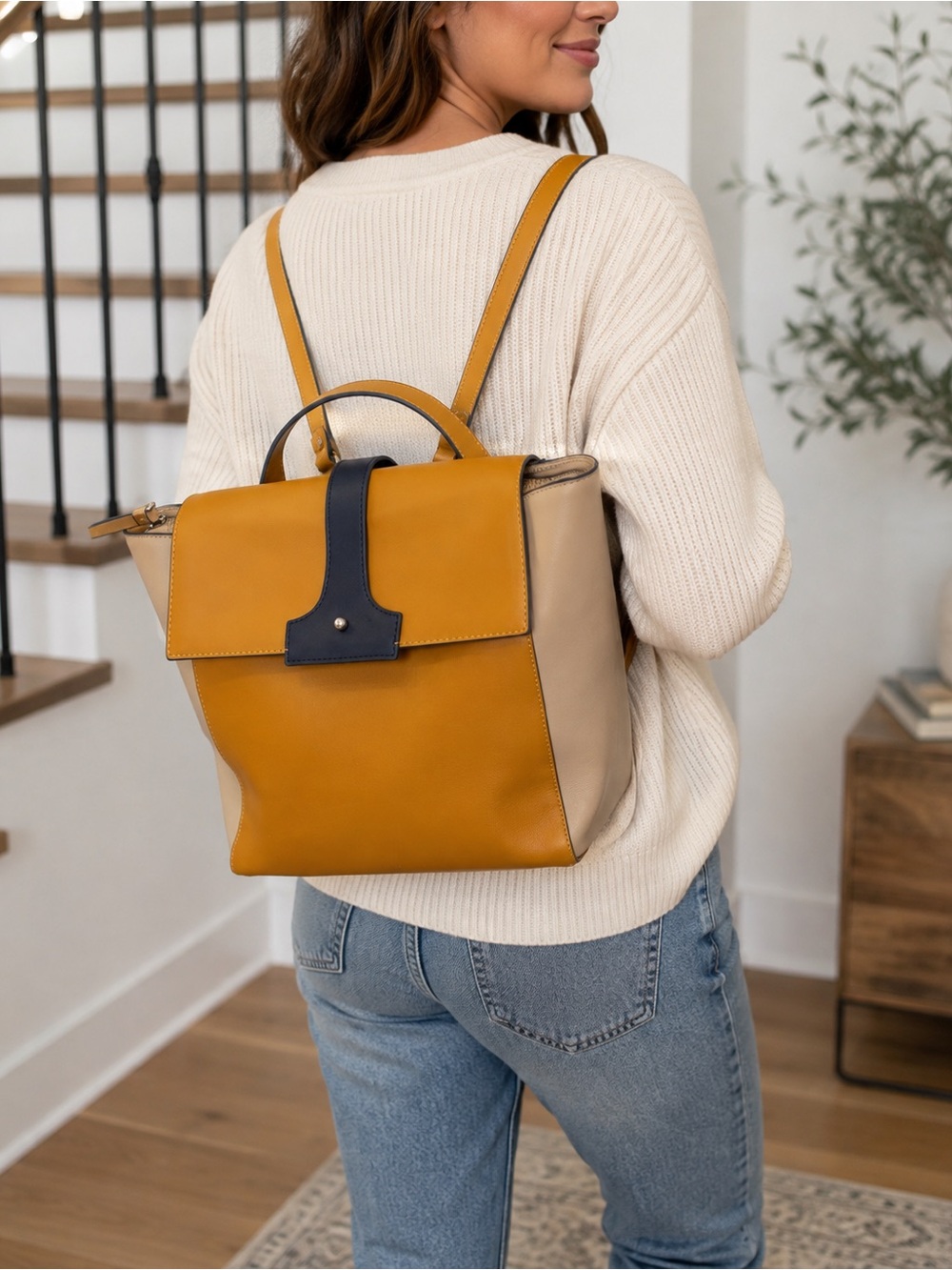Danielle Nicole Genuine Leather Colourblock Convertible Backpack Handbag